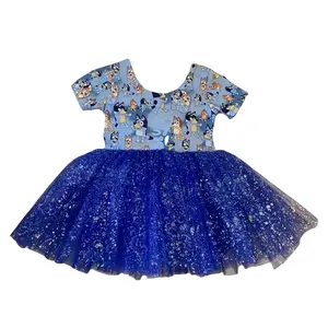 女の子の赤ちゃんのためのカスタムプリントドレスブティックサマープリンセスふわふわスカート幼児ドレスを製造
