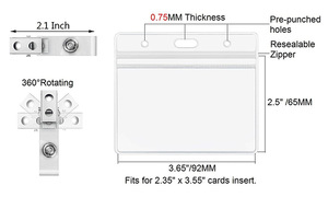 <span class=keywords><strong>Porte</strong></span>-badges en plastique transparent imperméable avec clip - Product Image 2