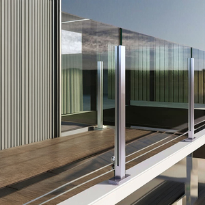 Thiết kế hiện đại bên ngoài Cầu Thang vuông bài kính lan can hàng rào baluster ban công sàn Đen Thép không gỉ Kính lan can hệ thống - Product Image 2