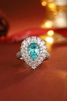 Bague en argent 925 avec diamant de laboratoire bleu et blanc, bicolore, luxueuse, sculpturale, délicate, empilable, certifiée GRA, plaquée rhodium, pour mariage
