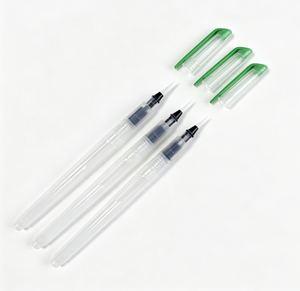 Lot <span class=keywords><strong>de</strong></span> 3 pinceaux à eau rechargeables en plastique blanc, pointe fine, poils plats en nylon pour aquarelle, calligraphie et loisirs créatifs - Product Image 1