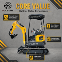 Mini-excavatrice FULCORE en stock, prête à être expédiée, puissante, avec flèche hydraulique et commande par joystick, pour travaux d'aménagement paysager et exploitation de vergers