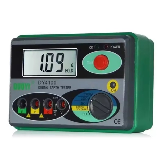 DUOYI DY4100 Ground Resistance Tester 0-2000 Ohm Megohmmeter Earth Surface Resistance Meter with IP55 Protection 2% Accuracy