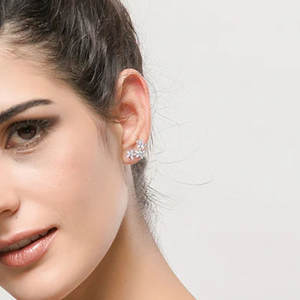 Boucles d'oreilles en or blanc avec diamants taille marquise couleur G, pierre naturelle, style romantique, bijoux de mariage pour femme, monture en argent - Product Image 6