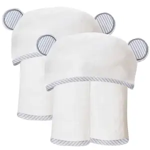 Мягкое детское банное полотенце с капюшоном и ушами, органическое детское Пеленальное Одеяло для сна, детские полотенца для купания с капюшоном