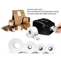 Impression thermique personnalisée de 80mm Full-Tack Sticky Media 58x65 Rouleau d'étiquettes sans doublure