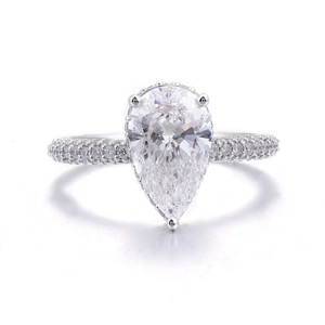 Anillo de Compromiso de Diamante Cultivado en Laboratorio de Oro Sólido Real de 14K de 2ct 3ct Personalizado con Certificado IGI, Anillo de Bodas con Diamante de Corte Pera - Product Image 2