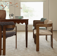 Nouvelles chaises de salle à manger modernes et luxueuses, rembourrées en tissu de lin, pieds en bois, écologiques, durables, meubles pour appartement et maison