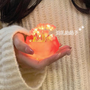 Romántico Rosa LED tulipán luz de noche simulación flor Mesa decoración del hogar atmósfera lámpara en maceta regalo para oficina/habitación/Bar/cafetería - Product Image 1