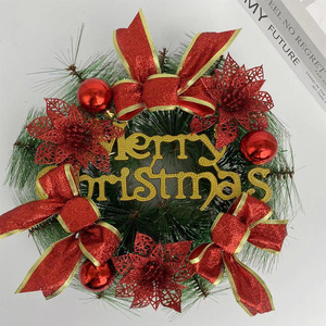 Guirlande <span class=keywords><strong>de</strong></span> Noël suspendue en plastique avec boule et anneau en rotin vert simulé pour décoration intérieure <span class=keywords><strong>de</strong></span> Noël - Product Image 5