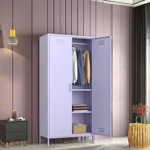 Armoire haute à double porte chambre à coucher casier en acier armoires de rangement de vêtements en métal couple armoire armoires pour maison appartements - Product Image 3