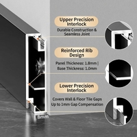 Rodapié de Aluminio de 1.3mm de Grosor, Perfil Metálico para Base de Pared, Aleación de Aviación 6063-T5, Rodapié con Clip para Estilo Moderno
