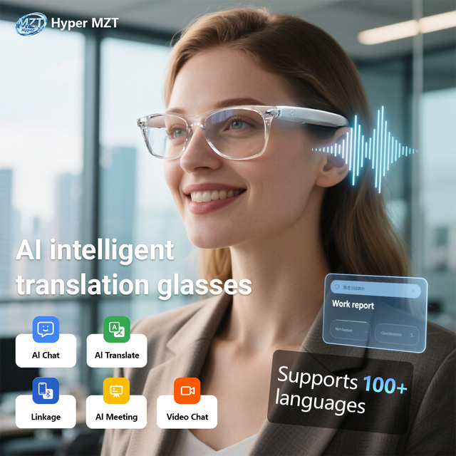 Outdoor Portable Audio Sunglasses Hyper AI Translation IP67 Waterproof Dual Battery Real-time Multilingual Communication 1080P