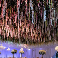I299 Décoration de plafond de mariage personnalisée carrée ronde avec des cordes de fleurs en soie de haute qualité