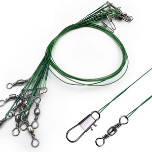 Ligne de leaders de pêche fil de pêche en acier inoxydable avec émerillons <span class=keywords><strong>Snap</strong></span> Connect pour leurres plate-forme d'appât ou crochets fil ligne de leader de pêche - Product Image 1