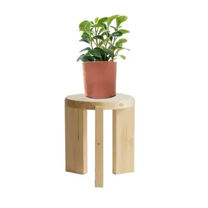 Custom North Europe Simple Solid Wooden Green Plant Stand Modernism Hard Wood Bonsai Stand Three Feet Round Plant Stool