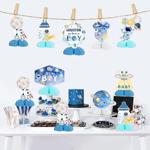 Décorations de fête prénatale sur le thème de l'espace pour garçon, 8 pièces, centres de table en nid d'abeille, planètes, astronautes, décorations de table pour fête prénatale - Product Image 6
