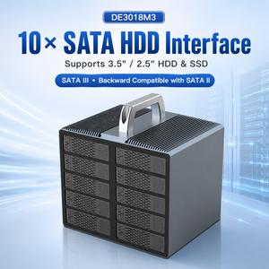 Box Esterno per 10 Dischi Rigidi SATA III, 10Gbps USB3.2 Type-C, per HDD/SSD da 2.5/3.5 Pollici, Case in Alluminio ad Alta Capacità - Product Image 1