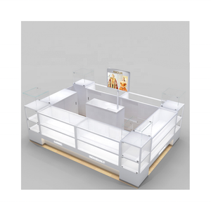 Conception de kiosque de centre commercial exposition verre mur blanc type vitrine comptoir affichage <span class=keywords><strong>bijou</strong></span> extérieur armoire racks - Product Image 2