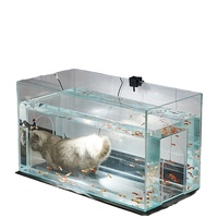 Aquarium rectangulaire à deux niveaux en verre avec filtration intégrée et éclairage LED pour la maison, aquarium en verre
