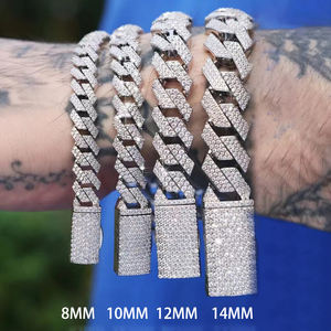 Dây chuyền và vòng tay kiểu Cuban Link mạ vàng 10KT/14KT, đính kim cương nhân tạo VVS, phong cách Hip Hop, đá CVD nhân tạo - Product Image 2