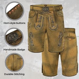 Lederhosen bavaroises personnalisées pour hommes, costume traditionnel en cuir pour l'Oktoberfest, taille adulte réglable - Product Image 3