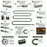 Élément chauffant serpentin ondulé OEM 16 pouces pour gril salamandre, 2,5 kW, 220 V, en acier inoxydable 304, oxyde vert, pour four de finition commercial