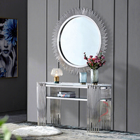 Table console moderne et simple en acier inoxydable avec plateau en marbre, meubles de salon pour usage hôtelier