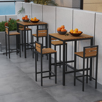 Tables et chaises de bar d'extérieur modernes, anti-corrosion, résistantes au soleil, imperméables, ensemble de table longue de loisirs pour café