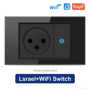 Zigbee Touch Panel Light <b>Switch</b> Socket 1-Gang Wall <b>Switch</b> with Socket Glass Frame IP21 Rated Minimalist Design for Home Business - Product Image 6