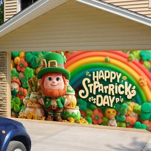 Bannière de porte de garage pour la fête de la Saint-Patrick, grande décoration, avec lutin et arc-en-ciel, personnalisable pour l'extérieur - Product Image 6