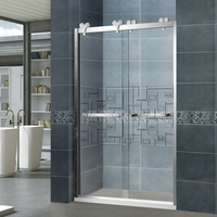 Porte de douche coulissante double à cadre en acier inoxydable 304 pour projet hôtelier