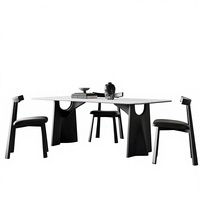 Table à manger moderne et simple en bois de frêne massif avec plateau en pierre, mobilier de luxe léger pour restaurant et maison, ensemble de chaises pour petit appartement