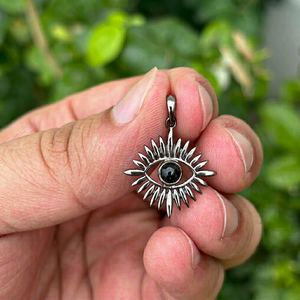 Colgante de Ojo Turco de Ónix Negro Natural, Plata de Ley 925, Joyería Espiritual Hecha a Mano, Proveedor Mayorista OEM ODM - Product Image 1