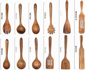 Ustensiles de cuisine professionnels pour la maison, ustensiles de cuisine en bois d'acacia et de teck, ensemble d'ustensiles de cuisine en bois - Product Image 2