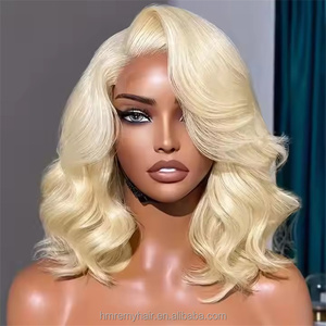 Peluca Bob de Cabello Humano 100% Pre-estilizada, Ondulada, Rubia 613, Densidad 180%, de 10-16 Pulgadas, con Encaje Frontal, Sin Pegamento, para Mujer - Product Image 1