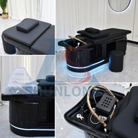 Lit de massage thaïlandais en fibre de verre, lit de shampoing, table de lavage capillaire avec circulation d'eau et vapeur intégrée