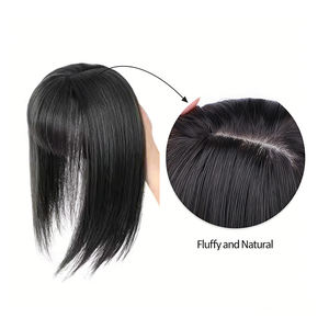 Parrucche <span class=keywords><strong>Bob</strong></span> Sintetiche Marrone Nero da 10 Pollici in Offerta Speciale, Topper per Capelli Lisci e Setosi con Clip e Frangia - Product Image 3