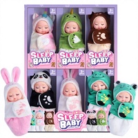 Mini poupée reborn, poupée de mode en PVC, peluche réaliste, pour 3 ans et plus, avec cape d'animal mignonne et sac de couchage, jouet cadeau