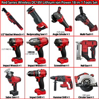 Kit industriel multifonctionnel 19 pièces M18 FUEL avec batterie Li-ion 18V et 5 outils : clé, meuleuse, perceuse