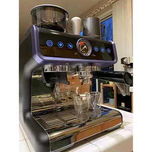 110V New All In 1中国自动咖啡卡布奇诺咖啡研磨Expresso机商用浓缩咖啡机