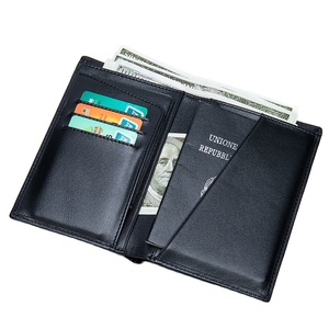 Cartera de Pasaporte Antirrobo de Cuero Genuino, Protector de Tarjetas de Crédito, Porta Dinero, Estilo Vintage Unisex, Porta Identificación y Licencia de Conducir - Product Image 1