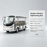 Bus touristiques électriques Renqi 14 à toit ouvert, châssis en acier, autonomie 80-100 km, stores enrouleurs, rideaux imperméables pour parcs et attractions