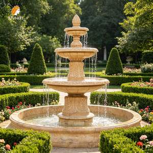 Fuente de Agua de Mármol Beige Egipcio Natural de 3 Niveles para Jardín, Marca MILY - Product Image 2