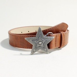 <span class=keywords><strong>Cintura</strong></span> da <span class=keywords><strong>Donna</strong></span> con Fibbia a Stella e Motivo Coccodrillo, Stile Retrò Americano, Decorativa e Personalizzata, Colore <span class=keywords><strong>Bordeaux</strong></span> - Product Image 6