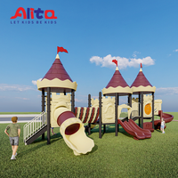 Aire de jeux extérieure ALITA pour enfants, équipement de parc d'attractions, toboggan en plastique avec tuyaux galvanisés, capacité élevée >500 kg, intérieur