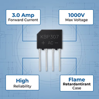 Diode redresseuse KBP307, DIP4 3A 1000V, diode redresseuse de puissance en pont, composants électroniques