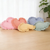 Housse de coussin décorative style INS nordique à carreaux, lavable, en forme de cœur, avec bord festonné, pour canapé et décoration intérieure