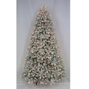 全豪华冬季反射器灯泡7.5英尺预照明混合植绒树雪圣诞树室外室内使用