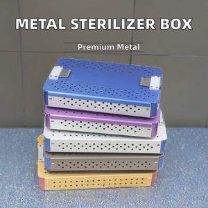 XELTECH SURGICAL High Quality Manual Metal Sterilization Box Aluminium Alloy <b>Silicone</b> <b>Pad</b> Disinfecting Surgical Instruments - Product Image 2